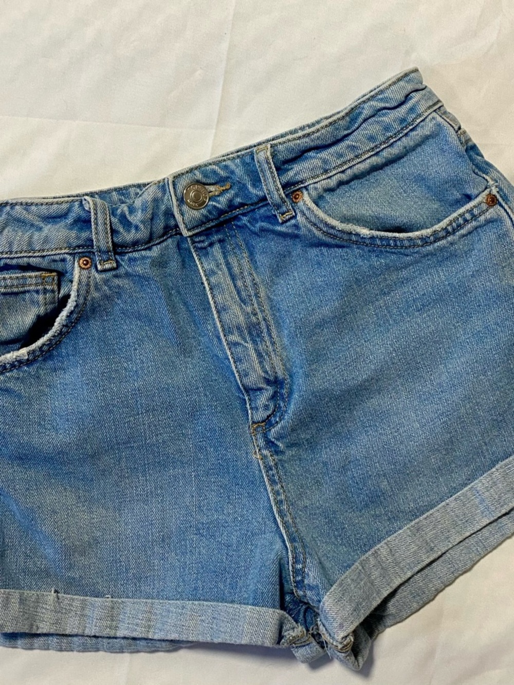 Topshop Mid Wash Denim Turn-Cuff Jean Shorts